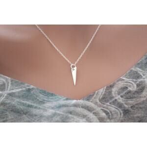 Sterling Silver Triangle Dangle Charm Necklace, Triangle Layering necklace